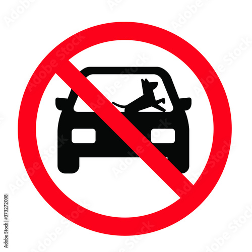 Hot cars kill dogs. Stop, do not dog in hot car or dog in locked cars in the summer. Abandoned animal in closed space ( parking ). Vector pet sign. No pets inside car in the sun as heat stroke.
