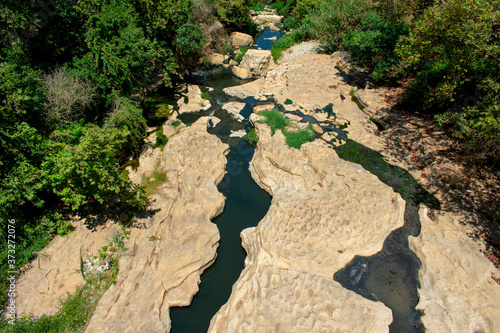 looking down on the dry river bed of the Beirut river