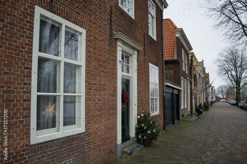 Fototapeta Naklejka Na Ścianę i Meble -  Traditional Dutch Houses in Veere, Zeeland, Netherlands