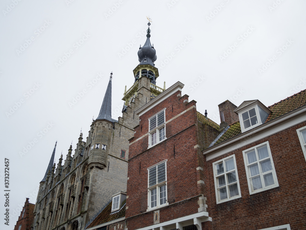 Traditional Historic Dutch Buildings in Veere, Zeeland, Netherlands