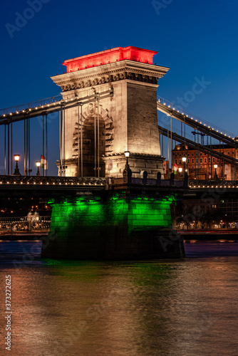 Budapest Chain Bridge in National Colors