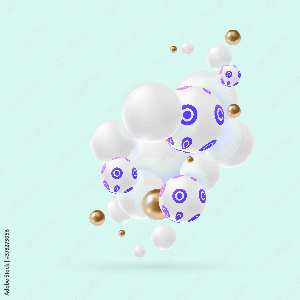 3D decorative balloons on isolated white background vector banner 3D decorative balloons on isolated white background vector banner