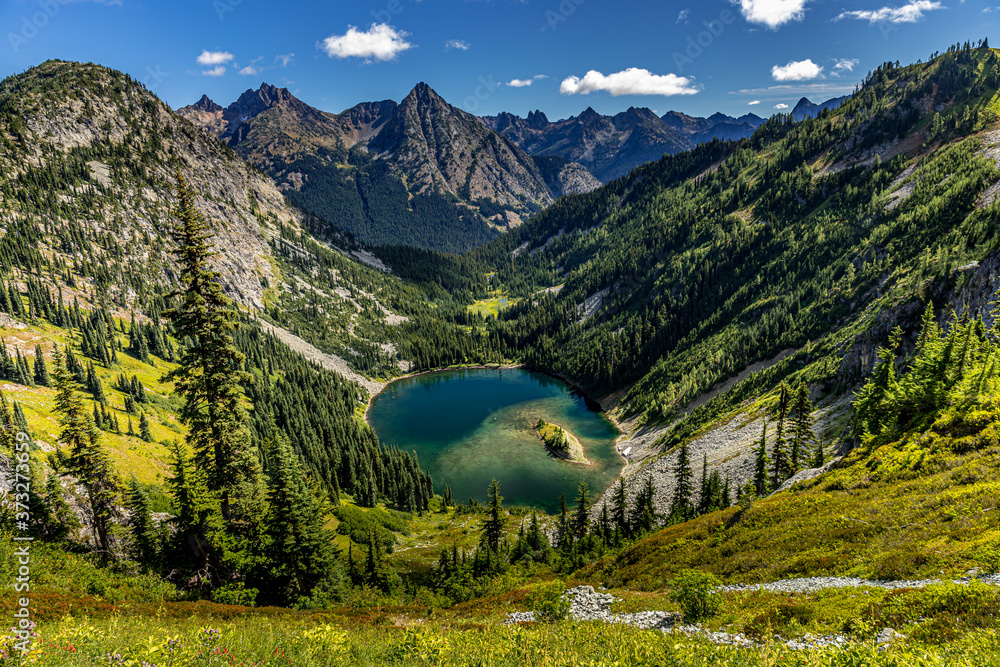 Mountain landscape with lake