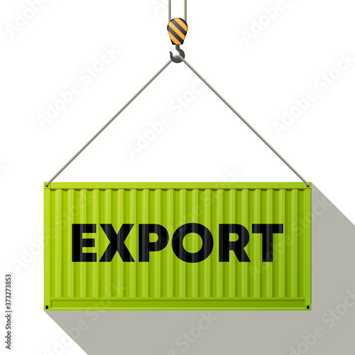 Flat side view export shipping cargo 20 foot container delivery. Large metal 20 ft containers for transportation. Delivery of cargo shipping. Vector illustration