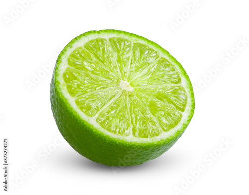 slice lime on white background