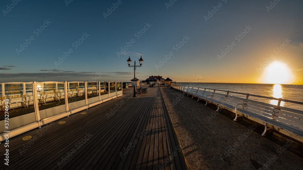 Fisheye view captured on Cromer pier at sunrise