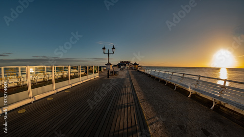Fisheye view captured on Cromer pier at sunrise
