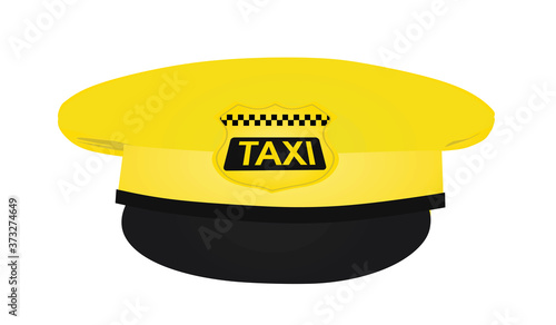Yellow taxi driver cap. vector