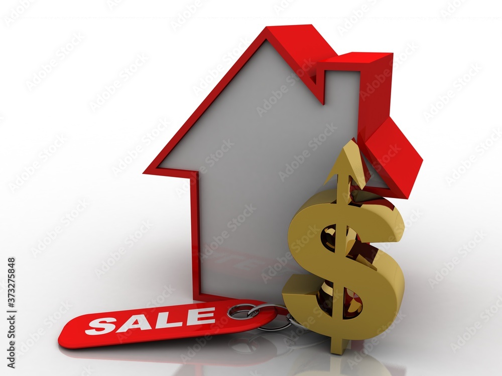 Obraz premium 3d rendering Real estate concept, Dollar Sign with house