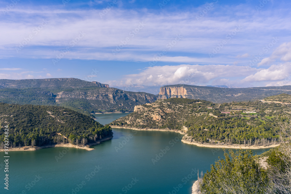 Mountains and lake landscape in Spain