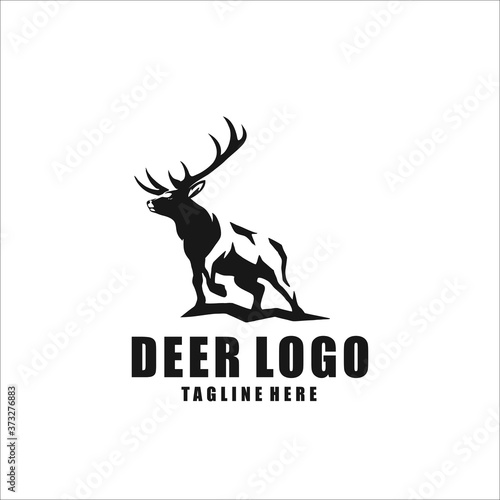 deer logo design template silhouette vector icon
