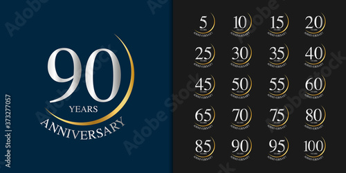 Silver and golden anniversary celebration emblem design for company profile, booklet, leaflet, magazine, brochure, web, banner, invitation or greeting card.