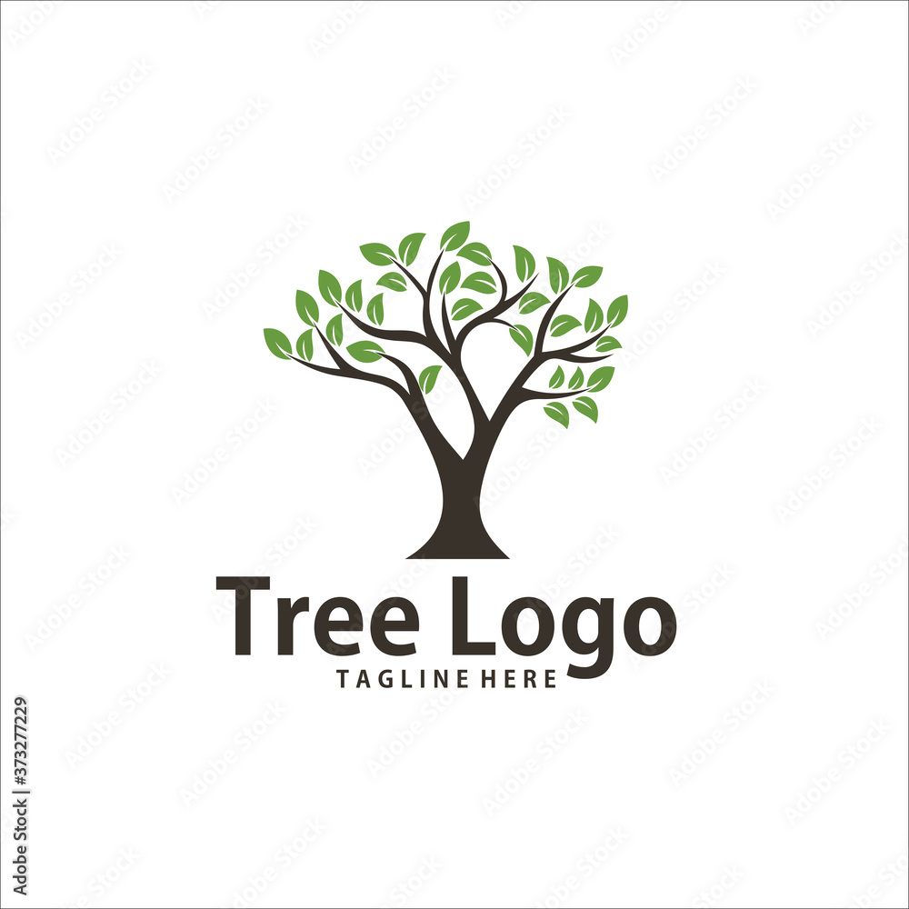Obraz premium oak tree logo design template silhouette vector icon