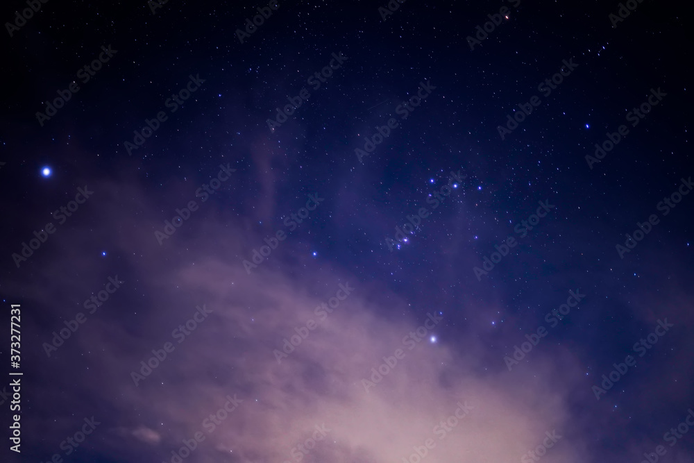 Starry sky with stars visible all across the scene
