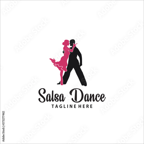 salsa dance logo design template silhouette vector icon
