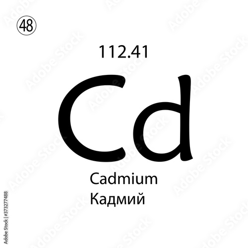Cadmium chemical element. The inscription in Russian and English is cadmium. vector illustrator eps ten