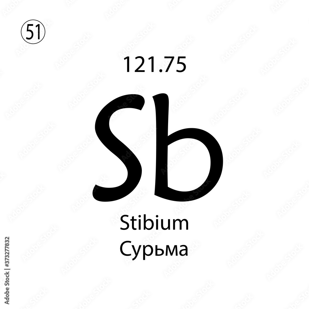 Fototapeta premium Stibium chemical element. The inscription in Russian and English is Stibium. vector illustrator eps ten