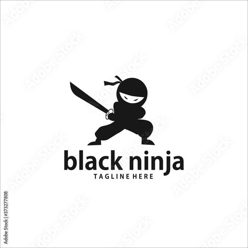 ninja logo design template silhouette vector