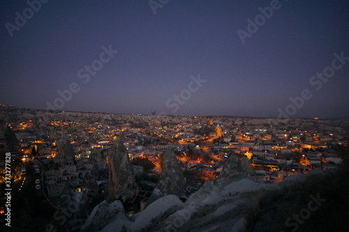 The great tourist place Cappadocia - at night time with beautiful light. Cappadocia is known around the world as one of the best places with mountains. Goreme  Cappadocia  Turkey