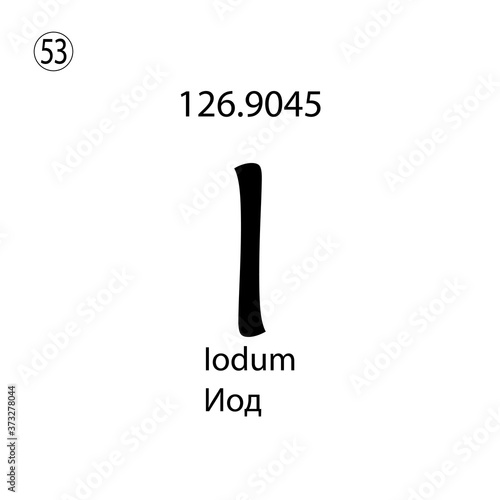 Iodum chemical element. The inscription in Russian and English is Iodum. vector illustrator eps ten photo