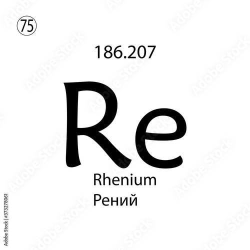 Rhenium chemical element. The inscription in Russian and English is Rhenium. vector illustrator eps ten