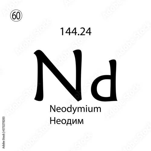 Neodymium chemical element. The inscription in Russian and English is Neodymium. vector illustrator eps ten photo