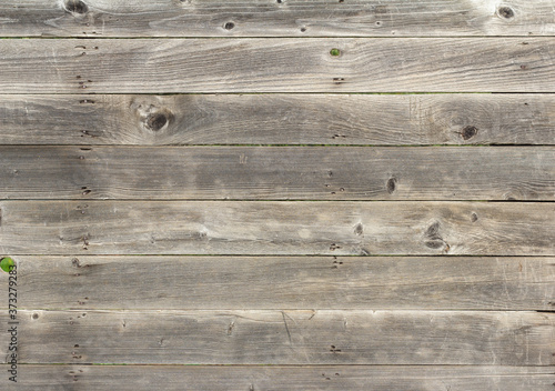 Wooden background.Rustic wooden fence with slits and nails.Natural grey color