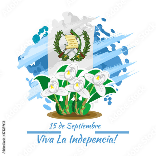 Spanish text: September 15, Long live the Independence! Happy Independence day of Guatemala vector illustration. Suitable for greeting card, poster and banner.