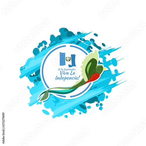 Spanish text: September 15, Long live the Independence! Happy Independence day of Guatemala vector illustration. Suitable for greeting card, poster and banner.
