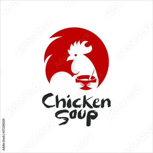 Chicken Soup Logo Design Food Vector Flat Illustration