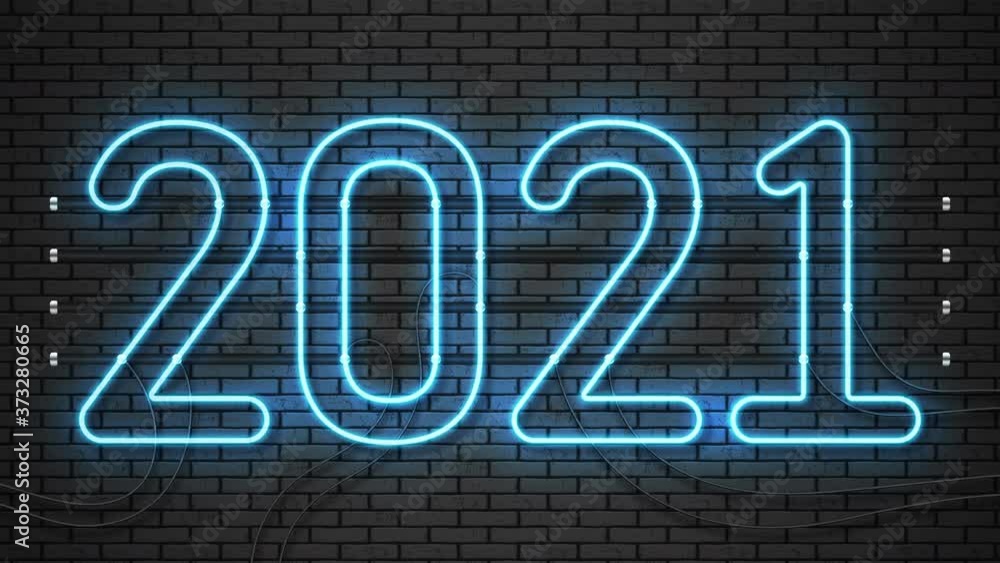 Glowing, blinking 2021 neon text. Happy 2021 new year neon banner. 2021 new year sign. 4K Animation. Glowing, blinking 2021 neon text. Happy 2021 new year neon banner. 2021 new year sign. 4K Animation.