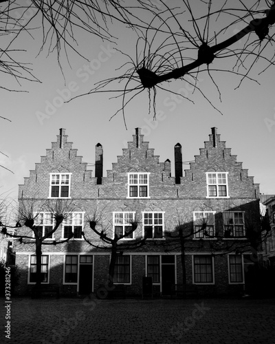Traditional Dutch Houses in Seaside Town Vlissingen, Zeeland, Netherlands