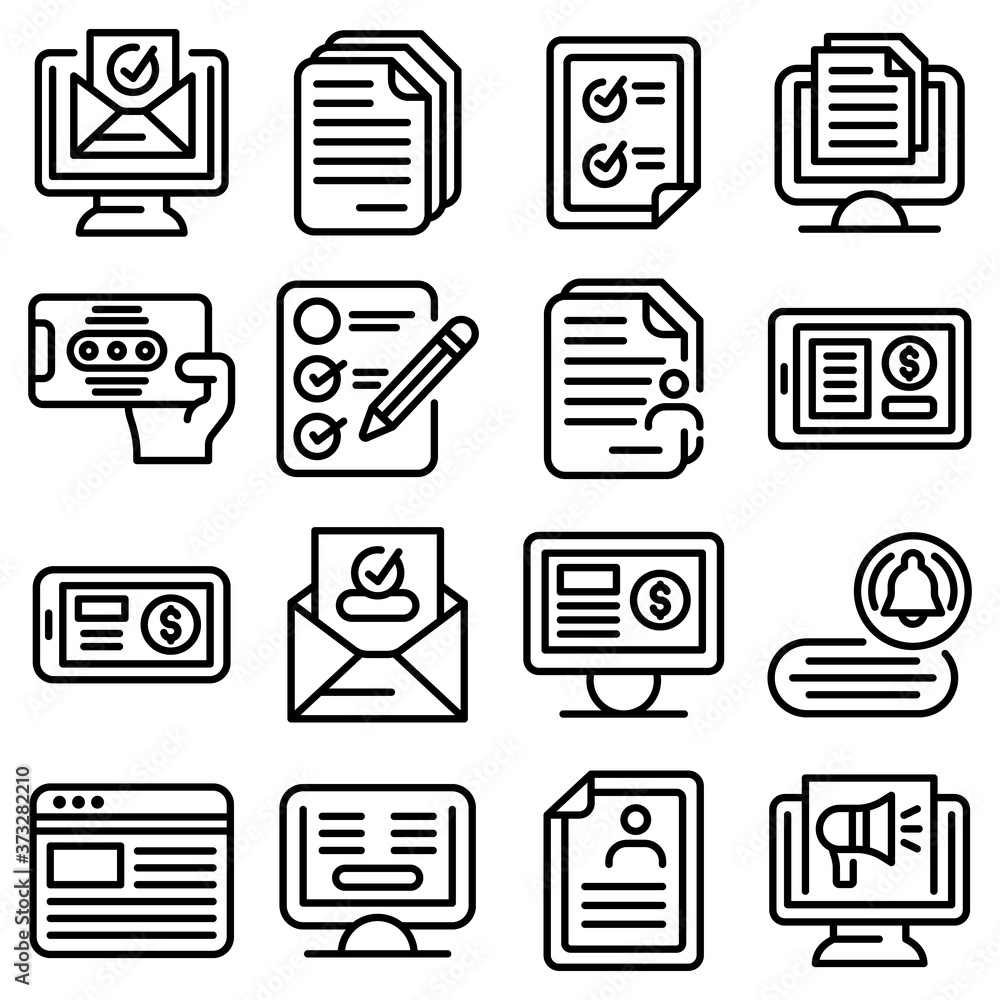 Subscription icons set. Outline set of subscription vector icons for web design isolated on white background Subscription icons set. Outline set of subscription vector icons for web design isolated on white background
