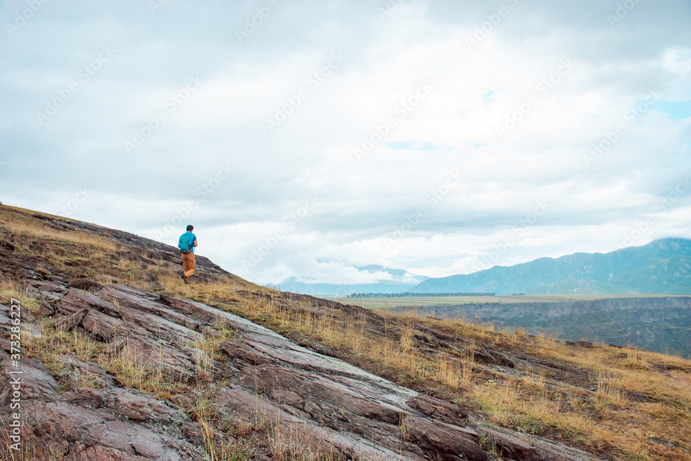 Fototapeta premium hiking in the beautiful mountains