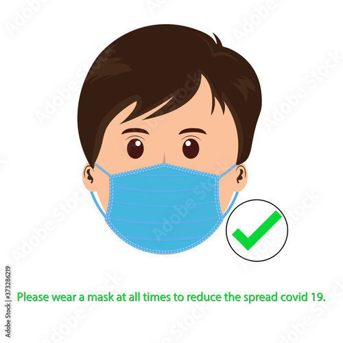 vector medical face mask and text concept prevent Covid-19 or Corona Virus 