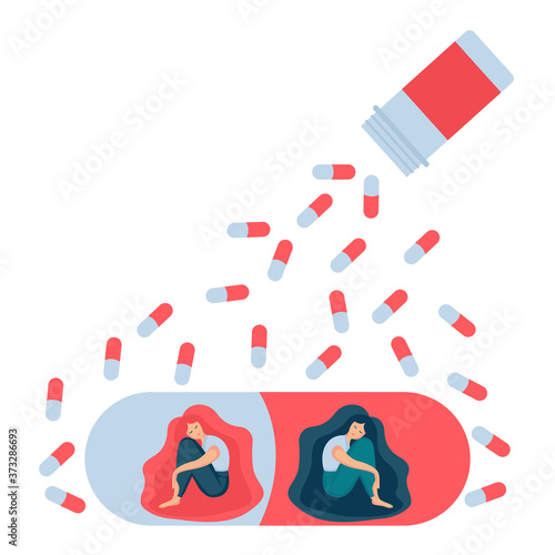 Drug addiction, capsule, women