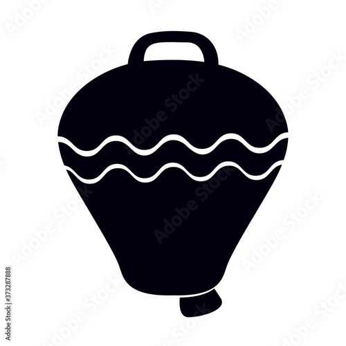 Black and white drawing of a cow bell. Livestock bell icon
