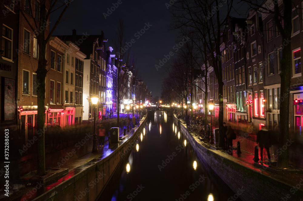 Amsterdam Red Light District at Night during New Year’s Eve