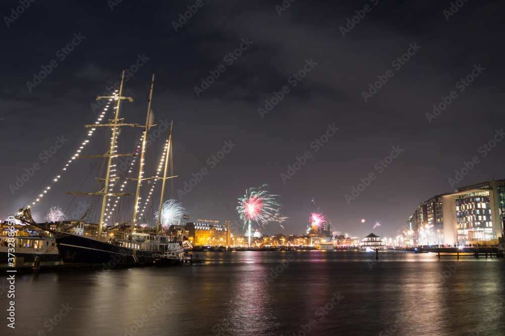 New Year’s Eve at Amsterdam Harbor, Netherlands