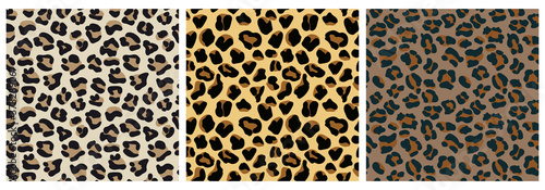 Leopard skin seamless vector pattern texture. Collection of abstract Wild Animal Skin Print in flat style. Geometric Design.