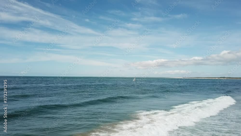 Boat in a sea. Drone shot Boat in a sea. Drone shot