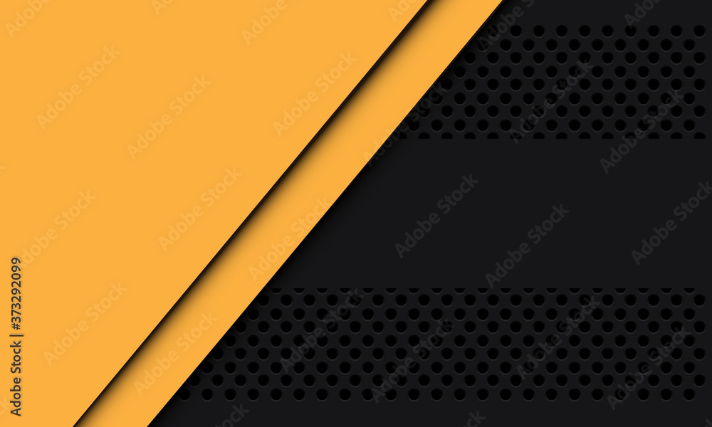 Abstract yellow blank space overlap on dark grey circle mesh design modern futuristic background vector illustration. - obrazy, fototapety, plakaty 