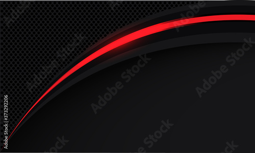 Abstract red curve light on black circle mesh with blank space design modern futuristic technology background vector illustration.