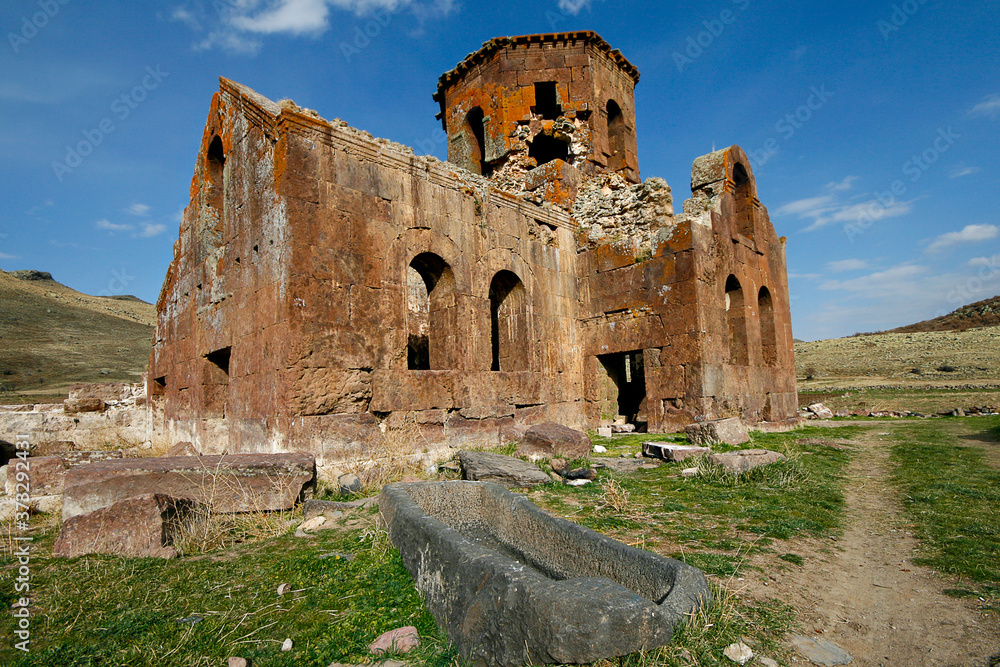 Historical Red Church known as Kizil Kilise in Turkish, in the town of Guzelyurt, Cappadocia, Turkey