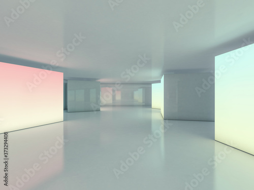 Abstract modern architecture background, empty open space interior. 3D