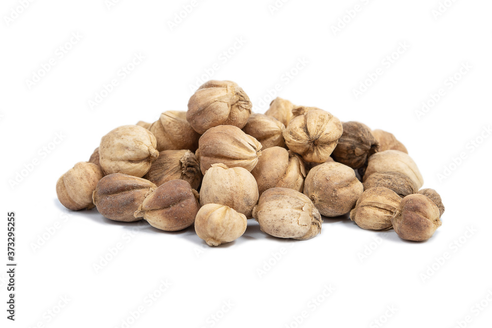White cardamom pod isolated on white background with clipping mask White cardamom pod isolated on white background with clipping mask