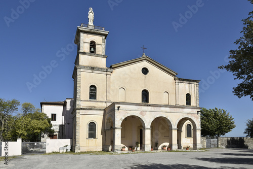 The facade of a church in Giuliano di Roma, a medieval village in the mountains of the lazio region.