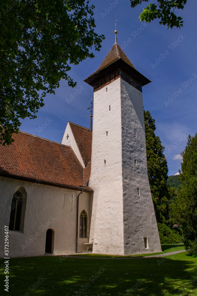 Naklejka premium old church in the city of Thun in Switzerland