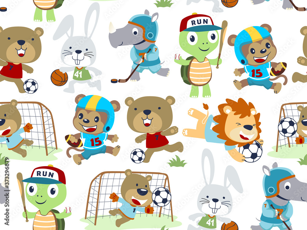 Obraz premium seamless pattern with animals sport cartoon