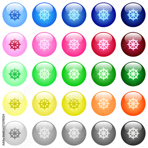 Steering wheel icons in color glossy buttons
